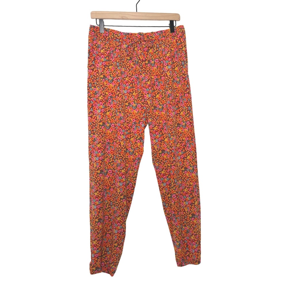 Toad&Co Sunkissed Jogger Orange Floral Print Lightweight Stretch Pants Size Med